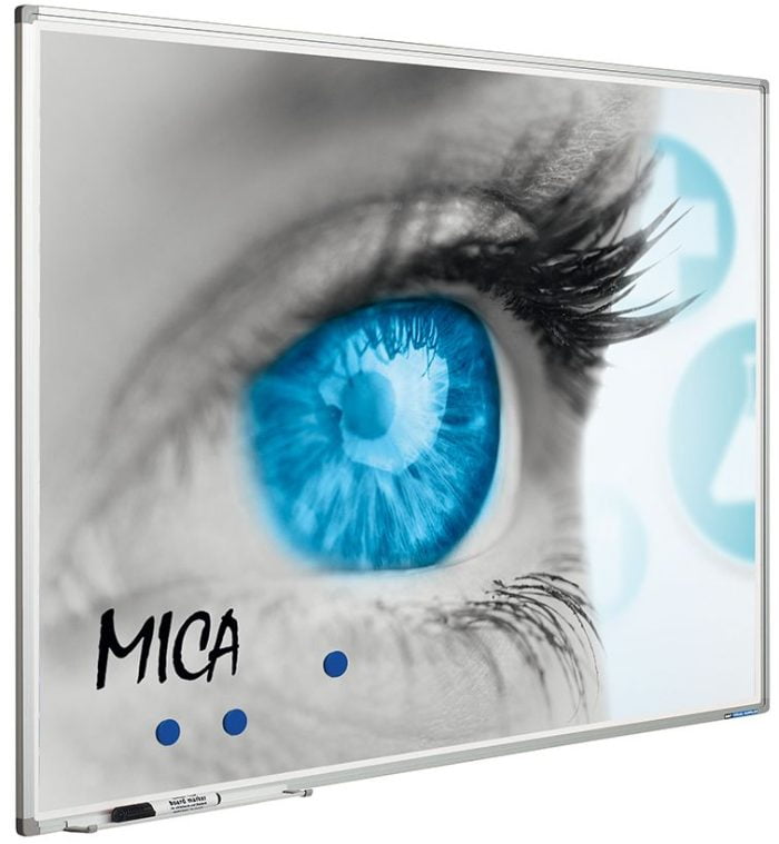 Projectiebord Softline profiel 8mm email wit MICA projectie (1:1) - 150x150 cm